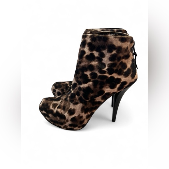 Stuart Weitzman Leopard Calf Hair Ankle Booties Size 7 Stiletto Heel Designer - Picture 5 of 6
